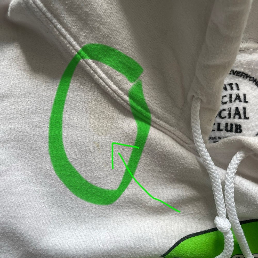 Anti Social Social Club careless bolt heavy baggy white/green hoodie - SIZE XXL - Picture 5 of 9